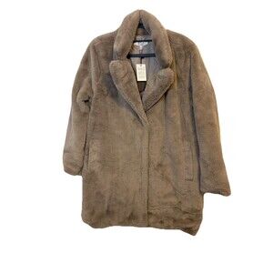 Stoosh Beige Faux Fur Coat Women Medium Winter New Gift Preppy Glam Minimalist